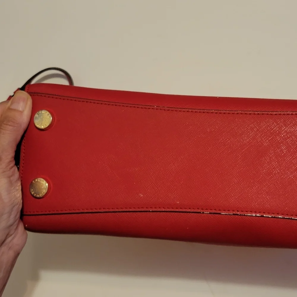 Michael‎ Kors Karla Red Leather Satchel w. Gold Hardware Office Siren Maximalist